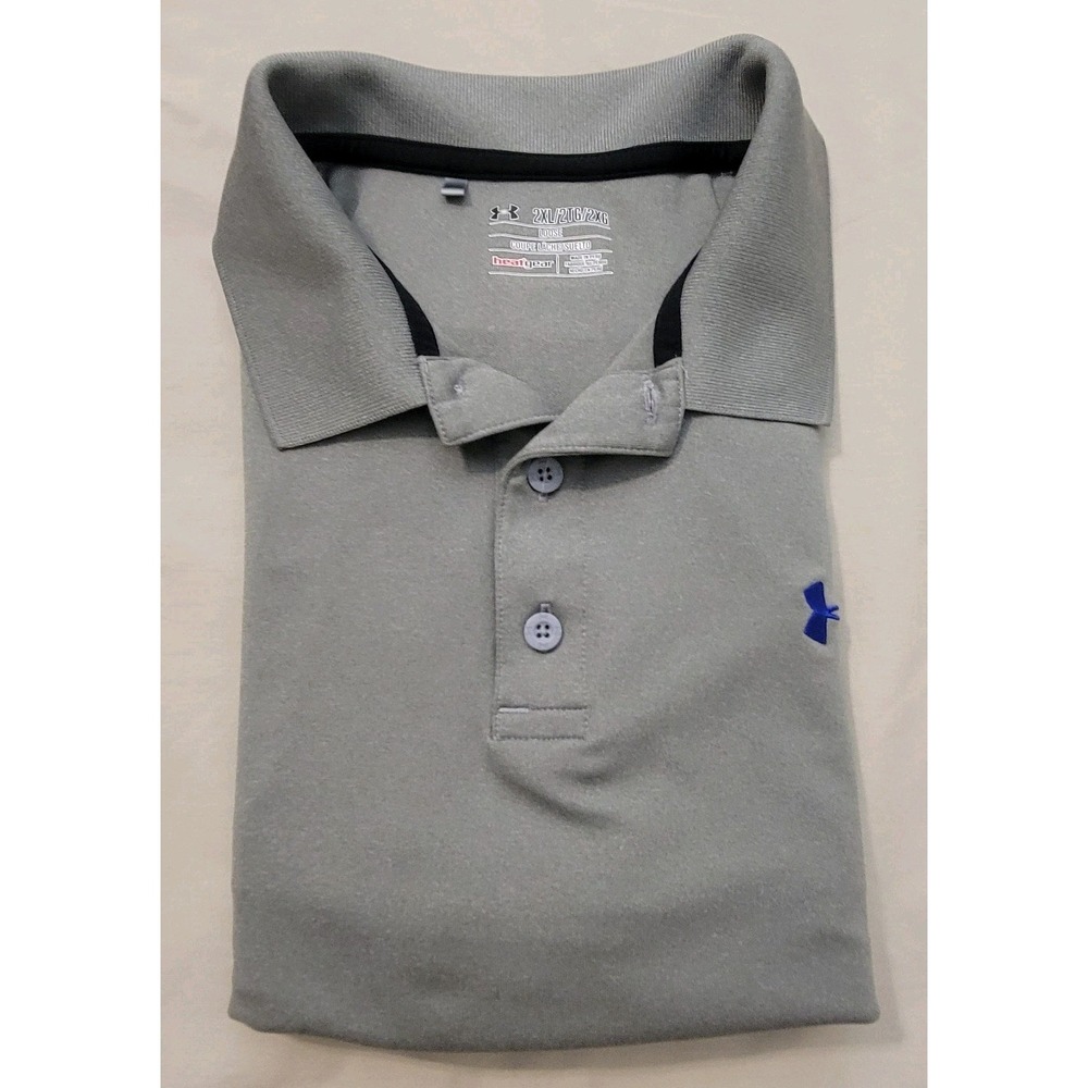 Under Armour Men's Heatgear Loose Polo Shirt Size XXL 2XL Grey